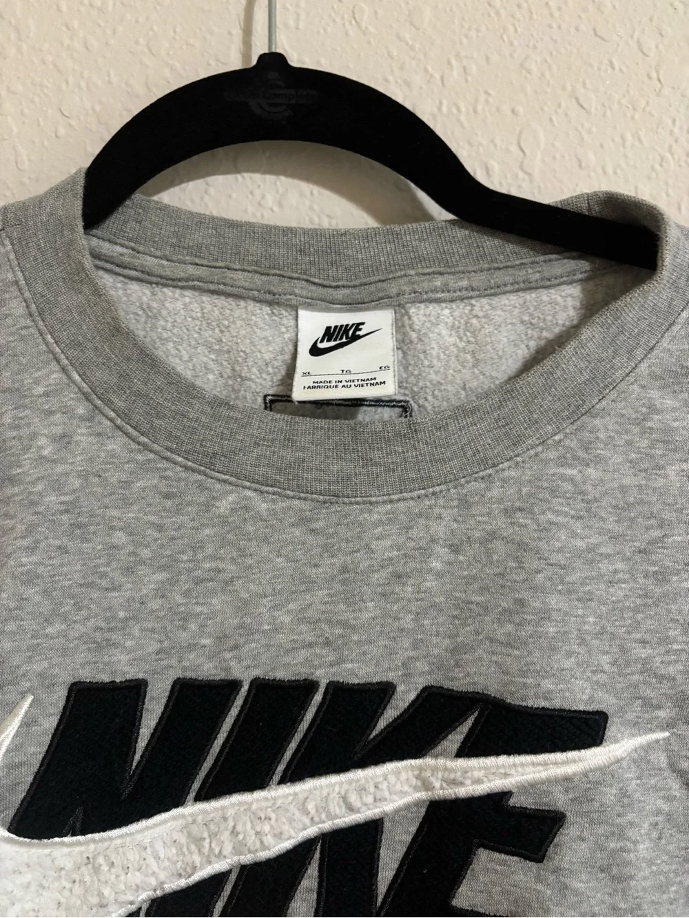 Nike Gray Cropped Crewneck Sweatshirt with White Swoosh